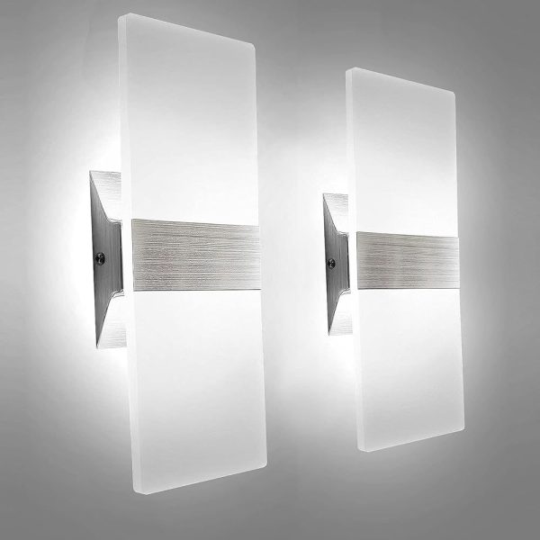 KICAAO Modern Wall Sconces Set of Two, Led Wall Light 10w, 6000k White Light Up Downlight, Hardwired Acrylic Wall Light Lighting, Suitable for Living Room Corridor Bedside (Cool...