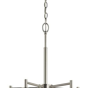 Kichler Winslow 19.75" Chandelier in Brushed Nickel, 5-Light Chandelier for Dining Room, Living Room, or Bedroom, Clear Seeded Glass, (19.75" W x 16" H), 44030NI