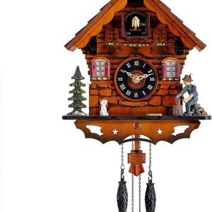 Kintrot Cuckoo Clock Traditional Black Forest Clock Antique Wooden Pendulum Quartz Wall Clock