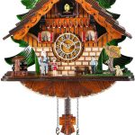 Kintrot Cuckoo Clock Traditional Chalet Black Forest House Clock Handcrafted Wooden Wall Pendulum Quartz Clock