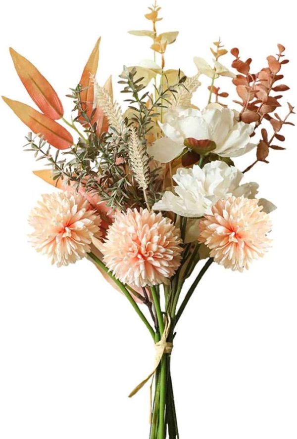 KIRIFLY Artificial Fake Flowers Plants Silk Flower Arrangements Wedding Bouquets Decorations Plastic Floral Table Centerpieces for Home Kitchen Garden Party Décor (Champagne)