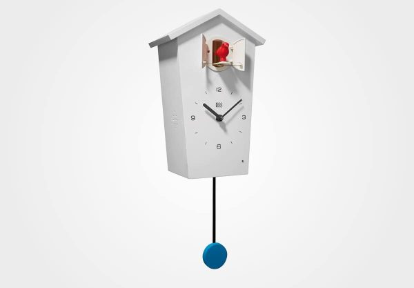 KOOKOO Birdhouse White, Modern Design Cuckoo Clock with 12 Natural Bird Voices or Cuckoo Call