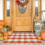 KOZYFLY Buffalo Plaid Rug 27.5x43 Inches Orange and White Checke Rug Halloween Fall Door Mat Cotton Washable Area Rugs Door Mat Outdoor Entrance for Front Porch Entryway Fall...