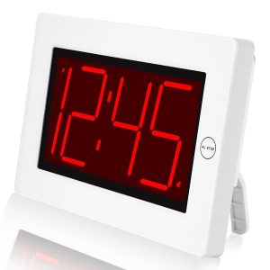 KWANWA Small Wall Clock, Digital Alarm Clock, 8" Extra Large Display, 3" LED Digit Contantly Light Up, Battery Operated, Adjustable Brightness, Clock for Bedroom,...