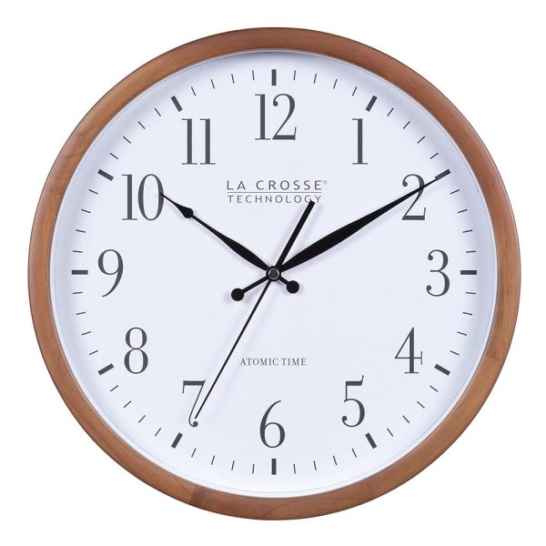 La Crosse Technology 404-50447-INT 12.8" Atomic Walnut Analog Wall Clock