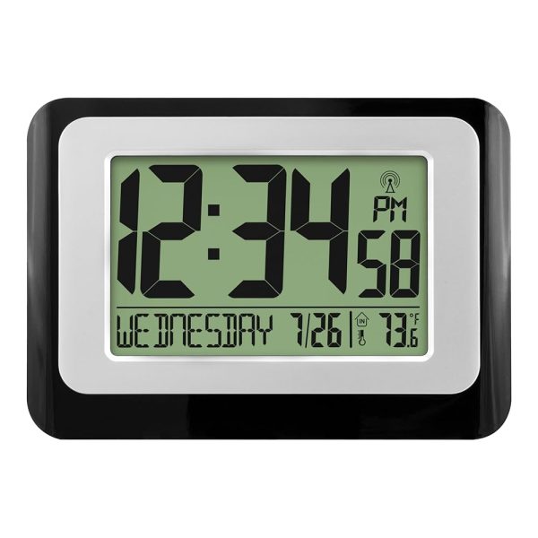 La Crosse Technology W88631 Digital Atomic Black Wall Clock with Temperature