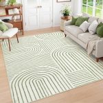 Lahome Abstract Washable 6x9 Area Rugs, Soft Bedroom Rug for Living Room Ultra-Thin Non Slip Dining Room Rug, Stain Resistant Boho Green Rugs Easy Clean Throw Carpet for...