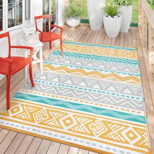 Lahome Outdoor Rug Waterproof, 5x8ft Reversible Outdoor Plastic Straw Rug for Camping Patio, RV Outdoor Rugs Outside, Outdoor Carpet for Porch Deck Backyard Balcony...