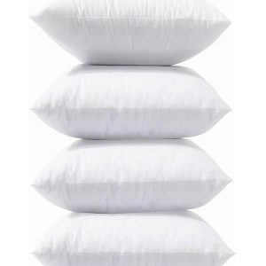 LANE LINEN 4 Pack 18x18 White Throw Pillow Inserts for Decorative Pillow Covers, Couch Pillows for Living Room, Fluffy Pillows for Bed