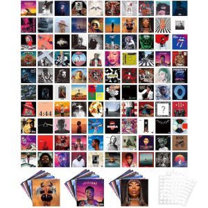 LAPNOXX 100 Pcs Album Cover Poster Aesthetic Pictures Wall Collage Kit, 5x5 inch Room Decor for Bedroom, VSCO Room, Photo Wall