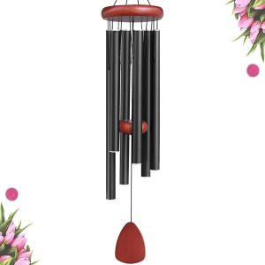 Large Aluminium Wind Chimes Outside, Soothing Melodic Memorial Sympathy Wind Chime, Suitable Outdoor Garden Patio Decor, Gift for Mom Women Neighbors (36 Inches Black)