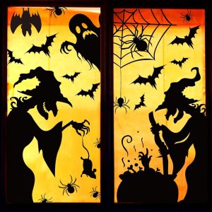 Large Halloween Window Clings Decorations Halloween Window Silhouette Decorations Scary Witch Silhouette Halloween Stickers for Window