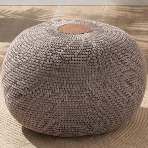 Large Ottoman Foot Stool, Knitted Foot Rest, Round Pouf Chair, Modern Living Room Furniture Bean Bag, Room Decor, Bedroom Footstool, Boho Pouffe, Home Decor Poof, 20" W x 15" H,...