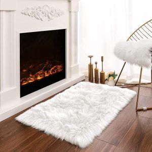 Latepis White Sheepskin Rug 2x3 Faux Fur Sheepskin Rug for Living Room Fluffy Washable Rug for Bedroom Luxury Room Decor Furry Rug Rectangle