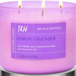 Lavender Lemon 3-Wick Candle 15.8 oz | Highly Scented Natural Soy Candle for Home | Aromatherapy Stress Relief Candle | Calming Spa Candle | Lavender Scented Candle, Relaxing...