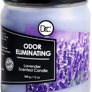 Lavender Odor Eliminating Highly Fragranced Candle - Eliminates 95% of Pet, Smoke, Food, and Other Smells Quickly - Up to 80 Hour Burn time - 12 Ounce Premium Soy Blend