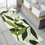 Leaf Bathroom Runner Rug 24x60 Non Slip Long Bathroom Rugs Green Extra Large Bath Runner Rugs for Bathroom Microfiber Absorbent Washable Area Rugs