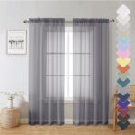 Lecloud Sheer Curtain Panels Set 84" Inches Long, Solid Voile Light Filtering Airy Curtains Window Treatment Drapes for Living Room, 2 Panels Elegant Bedroom Sheer Curtains,...