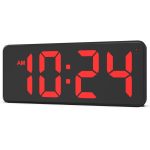 LED Digital Wall Clock with Large Display, Big Digits, Auto-Dimming, Anti-Reflective Surface, 12/24Hr Format, Small Silent Wall Clock for Living Room, Bedroom, Farmhouse,...