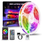 Led Lights for Bedroom 50ft (1 Roll), Color Changing RGB Led Strip Lights with 60 Keys Remote and App Control, Music Sync Led Lights for Room Kitchen Party Home Decor