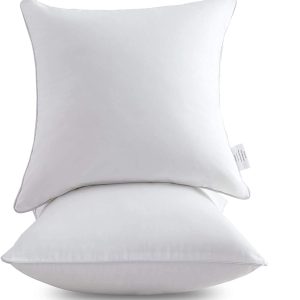 Leeden 20 x 20 Pillow Inserts (Set of 2) - Throw Pillow Inserts with 100% Cotton Cover - 20 Inch Square Interior Sofa Pillow Inserts - Decorative Pillow Insert Pair - White...