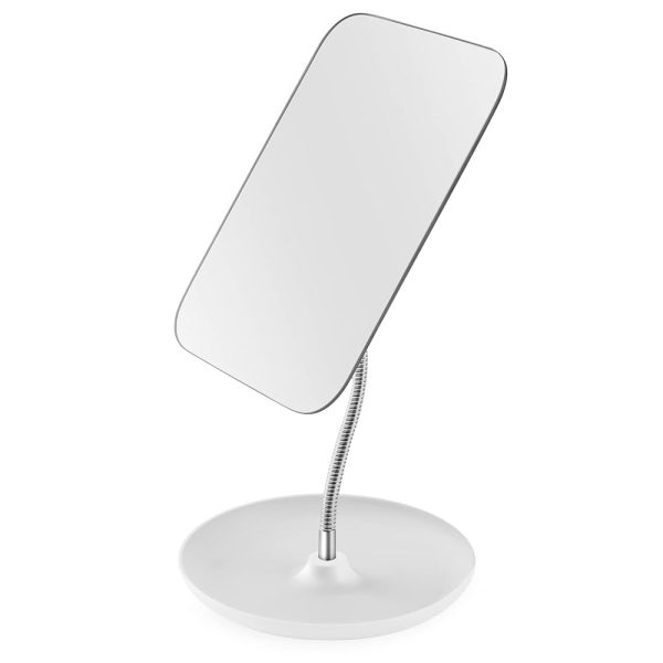 LFOYOU Table Vanity Mirror with Stand - Makeup Mirror for Desk - Adjustable Flexible Gooseneck, 360°Rotation Folding Portable Bathroom Shaving Cosmetic Mirror Square