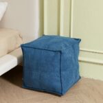 Louis Donné Pouf Cover, Square Supersoft Ottoman with Storage Solution, Foot Stool for Living Room, Home Decor, Christmas Decoration, 17"x17" - Blue