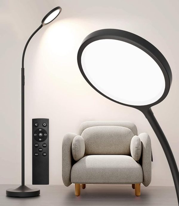 luckystyle Floor Lamp,Super Bright Dimmable LED Lamps for Living Room, Custom Color Temperature Standing Lamp with Remote Push Button, Adjustable Gooseneck Reading Floor Lamp...