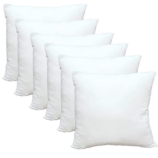 Luxury Throw Pillow Inserts, Pack of 6, 18 x 18 inches Hypoallergenic Ultra Soft White Polyester Microfiber Durable Couch Cushion Fillers