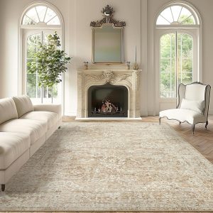 Madane 8x10 Area Rugs for Living Room, Anti-Slip Backing Area Rugs 8x10, Machine Washable Rugs 8x10, Soft Distressed 8x10 Rug, Vintage Floral Area Rug for Bedroom (8 x 10,...