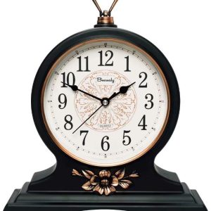 Mantel Clock-12 Inch Mantel Clock, Silent and Non-Ticking, Retro Mantel Clock for Living Room/Kitchen Decoration (Black)