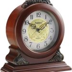 Mantel Clock Decorative Chime Wood Mantle Clock Battery Operated - Silent Wooden Mantle Clock for Living Room Decor Above Fireplace Mantel, Office, Table, Shelf & Home Gift