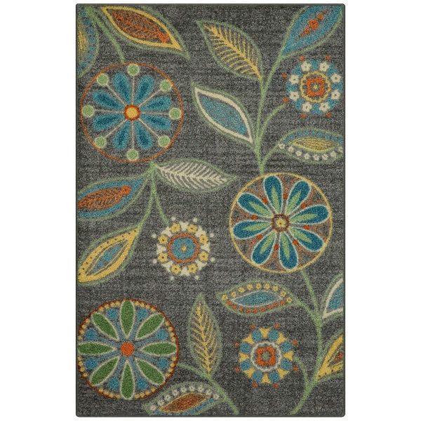 Maples Rugs Reggie Floral Kitchen Rugs Non Skid Accent Area Carpet [Made in USA], Multi, 2'6 x 3'10