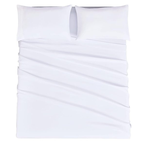 Mejoroom Full Size Sheet Sets - Hotel Luxury 1800 White Sheet - 16 Inch Deep Pocket Bed Sheets, Soft, Breathable, Wrinkle, Fade & Stain Resistant - 4 Piece (Full, White)