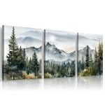 MHARTK66 Wall Art for Living Room Modern Wall Decor for Bedroom Office Decor Abstract Mountain Forest Landscapes Ink Painting 3 Piece Framed Canvas Art Prints Ready to Hang Wall...