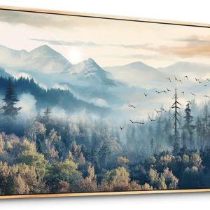 MHARTK66 Wood Framed Canvas Wall Art For Living Room Wall Decorations For Bedroom Office Wall Decor Prints Foggy Forest Trees Landscape Wall Painting Wall Pictures Ready To Hang...