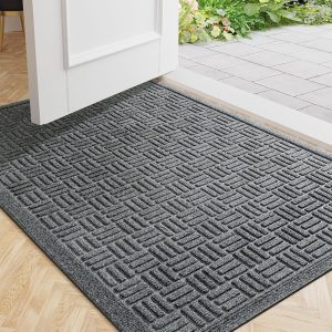 Mibao Front Door Mat Indoor Outdoor Entrance, Dirt Trapping Outdoor Welcome Mats, Non-Slip Outdoor Door Mats, Low Profile Front Door Mat, Entryway Mat, 29.5" x 17", Grey