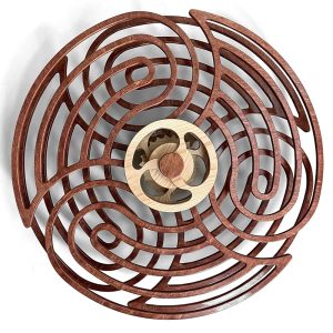 Mindsight Moving Kinetic Wall Art - Wind up to power peaceful 'Ripple' motion (no battery) - Calming Wall Décor for Living Room, Office, Bedroom, Kitchen - Hand Crafted Wood -...