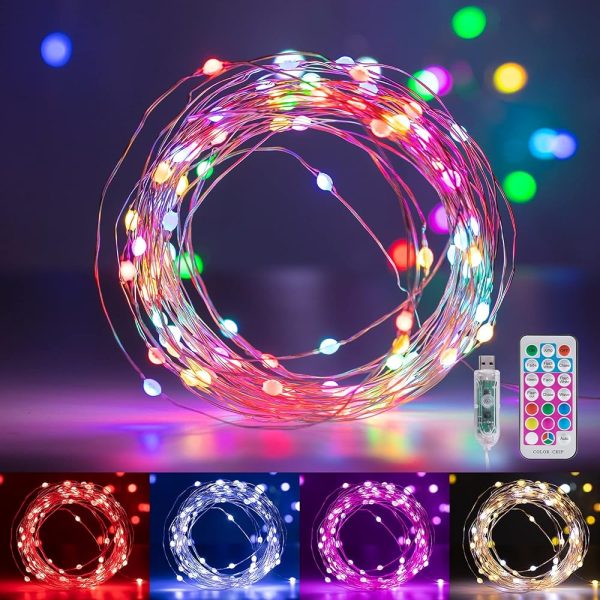 Minetom Fairy Lights Color Changing - 33FT 100 LED String Lights with Remote,11 Modes, USB Fairy Lights Indoor,Waterproof Halloween Lights Outdoor, Twinkle Fairy Lights for...