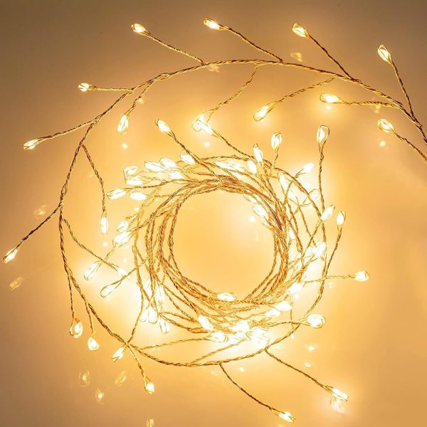 Minetom Fairy Lights Plug in, 10Feet 200 Led Cluster Lights Waterproof Firecracker Starry String Lights for Ceiling Bedroom Wreath Window Wedding Christmas Tree Decoration, Warm...