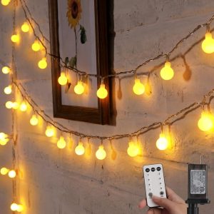 Minetom Globe String Lights, 33 Feet 100 Led Fairy Lights Plug in, 8 Modes with Remote Mini Globe Lights for Indoor Outdoor Bedroom Party Wedding Garden Christmas Tree Decor,...