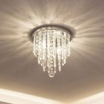 Mini Chandelier, Crystal Chandelier Lighting, 2 Lights, Flush Mount Ceiling Light, H10.4'' x W8.66'' Modern Chandelier Lighting Fixture for Bedroom, Hallway, Bar, Kitchen, Bathroom