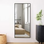 MIRUO Full Length Mirror Decor Wall Mounted / Floor Mirror Dressing Mirror Make Up Mirror Bathroom/Bedroom/Living /Dining Room/Entry, Black, 47" x 22"