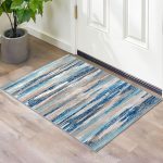 Modern Abstract Entryway Rug Indoor 2x3 Washable Rug Non-Slip Soft Small Area Rug Blue Kitchen Mats Print Faux Wool Floor Carpet Throw Rugs for Entrance Bedroom Office Home Decor