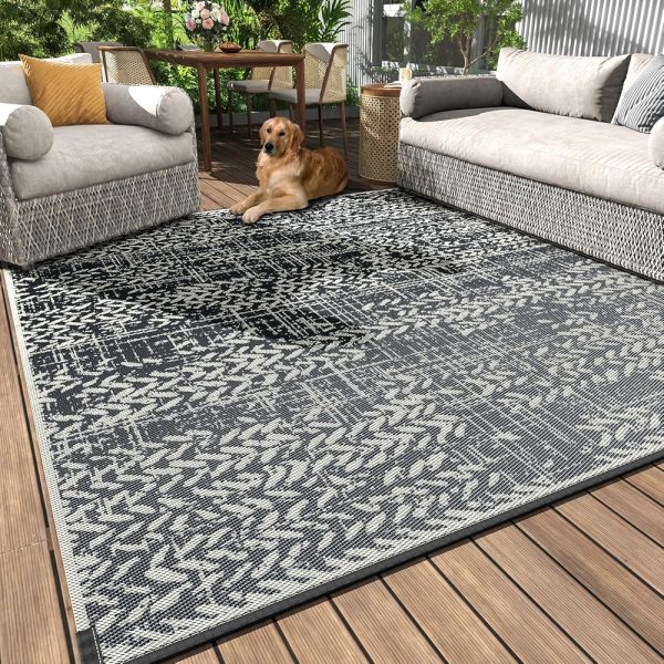 MontVoo Outdoor Rug Waterproof-Patio Rug Mat 5x8 Outdoor Carpet Reversible RV Camping Picnic Plastic Straw Rug Outside Outdoor Area Rug for Balcony Deck Backyard Patio Decor...