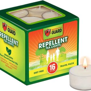 Mosquito Guard 16 Tealight Citronella Candles Outdoor Mosquito Repellent Indoors - DEET Free Mosquito Candles for Outside - Natural Mosquito Repellent Outdoor Patio Candle -...