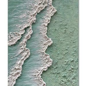 NANKAI Art Hand-Painted Green Thick Texture Abstract Oil Painting Hand-Painted Ocean Landscape Oil Painting Home Wall Decoration Art