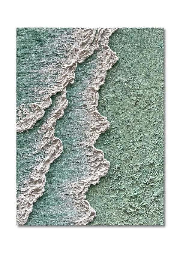 NANKAI Art Hand-Painted Green Thick Texture Abstract Oil Painting Hand-Painted Ocean Landscape Oil Painting Home Wall Decoration Art