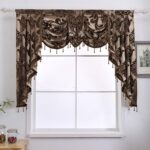 NAPEARL Window Valances for Living Room, Jacquard Luxury Valance Brown Rod Pocket Waterfall Valance with Swags, 61-Inch Wide