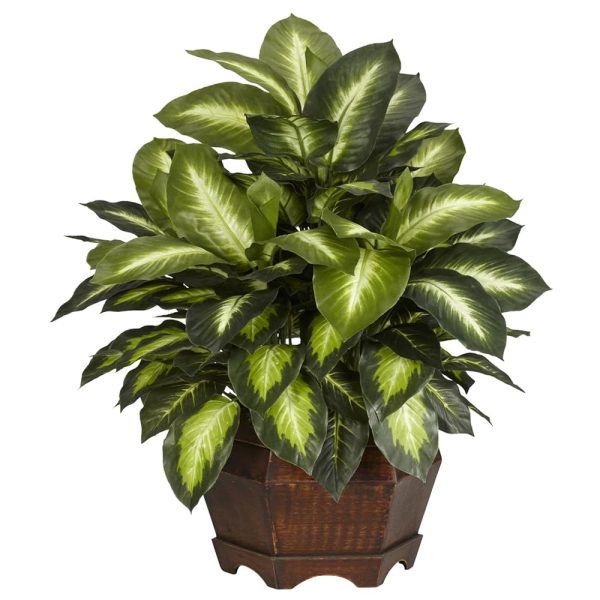 Nearly Natural 6639 24in. Golden Dieffenbachia Silk Plant, Green